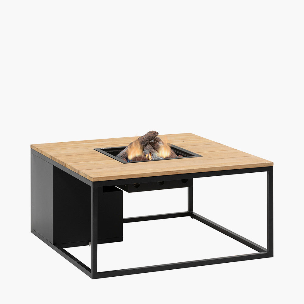 Cosiloft 100 black and teak fire pit table