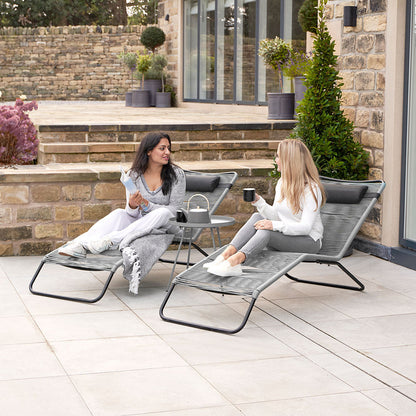 Rio Grey Outdoor Sunloungers (pair)