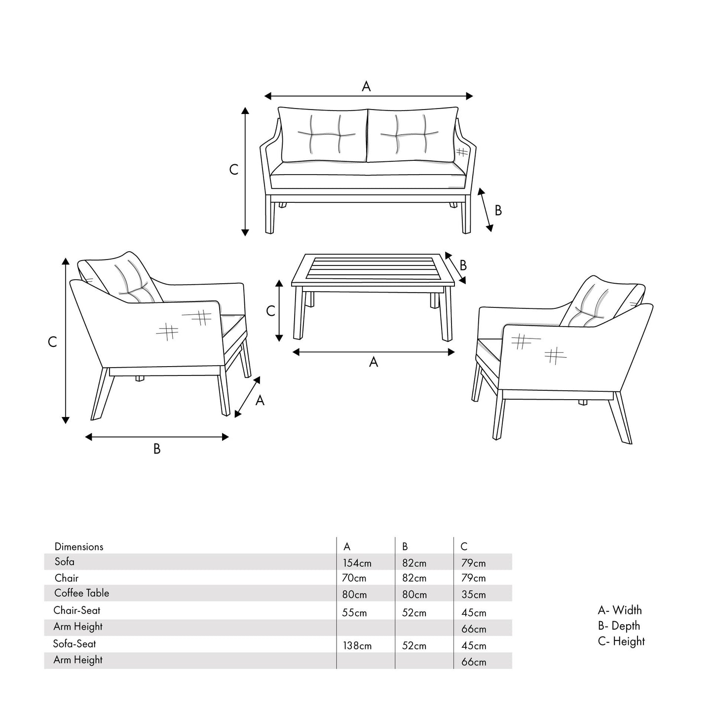 Larissa Kubu Grey Outdoor Seating Set