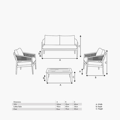 Denver Grey Outdoor Seating Set