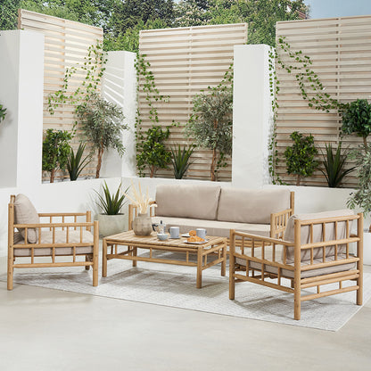 Costa Rica Natural Bamboo Finish Outdoor Seating Set