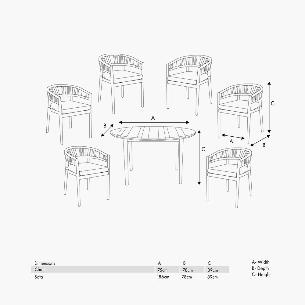 Denver Sage Green Outdoor 6 Seater Dining Set